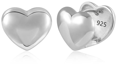 ASH'S CHOICE Silber 925 Creolen Kleine Ohrringe Herz Damen, Silber 925 Ohrringe Herz Liebe Süße Creolen Klobig Knorpel Kreolen Huggie Creolen Kleine Leicht Breit Silber Ohrringe Herzform Damen