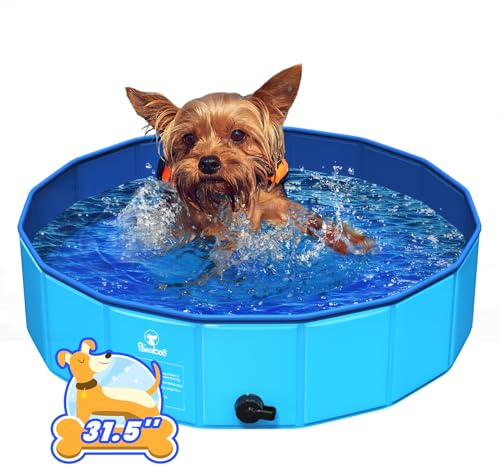 Pawaboo Piscina per Cani Pieghevole, 80 * 20cm, Piscina da Bagno Cani Gatti, Vasca da Bagno per Cani Gatti in PVC, Resistente ai Graffi, Piscina Portatile per Animali Domestici, S