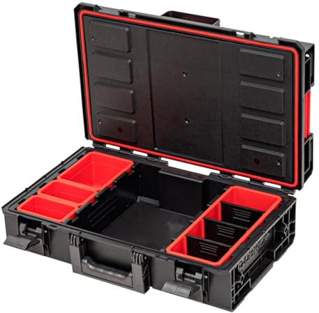 Toolbrothers RHINO XXL Werkzeugkoffer ECO Handling+ Höhe M 15,4 l IP66 mit herausnehmbaren Trennwänden + Boxen