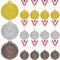 Donrime Medaillen für Kinder, 12 Stück Gold-Silber-Bronze-Metallmedaillen Siegermedaillen mit Bandhalskette für Sporttagspreise, Turnwettbewerbe, Partygeschenke, Kinder Erwachsene