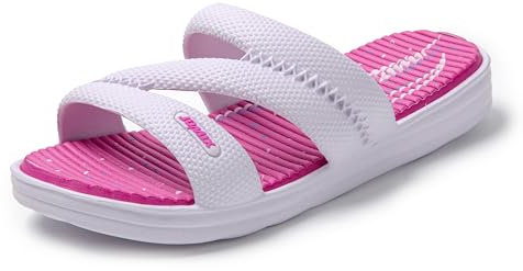 JOMIX Claquettes Femme d'été Tongs Femme Sandales Femme en Caoutchouc pour Maison Douche Piscine Plage (Blanc, 36)