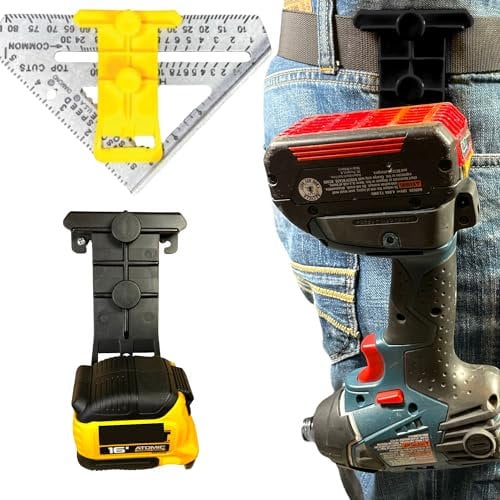 All-N-One Belt Clip Tool Holster and Tool Organizer | Measuring Tape Holster | Sqeed Square Holster | Glove Holder | Drill Gun Clip Holster (Belt Clip Only - Black)
