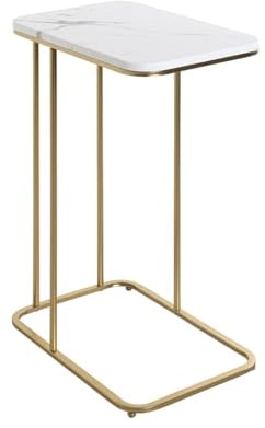 HAKU Möbel Beistelltisch Gold, marmoroptik, MDF, Metall - Maße: B 45 cm x H 67 cm x T 30 cm, Style: Art Deco