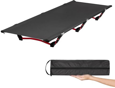 Leogreen Ultra Leichtes Feldbett Upgrade Campingbett Klappbett, Tragbar Kompakt, 190 x 65 x 19 cm, Belastbarkeit bis 180kg, für Outdoor-Reisen, Basiscamp, Wandern, Bergsteigen, Schwarz