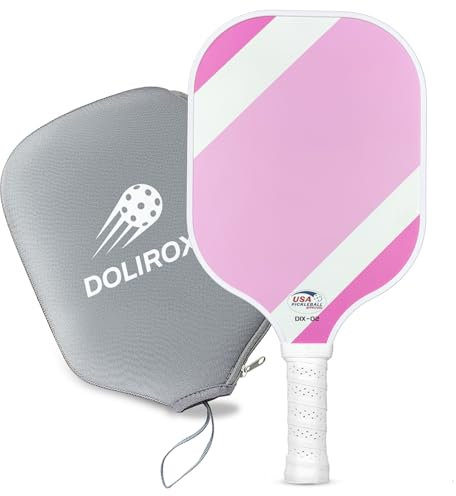 Palas de pickleball, juego de palas de pickleball de fibra de carbono con 4 bolas de pickleball y bolsa de transporte, regalos para mujeres y hombres principiantes (rosa)
