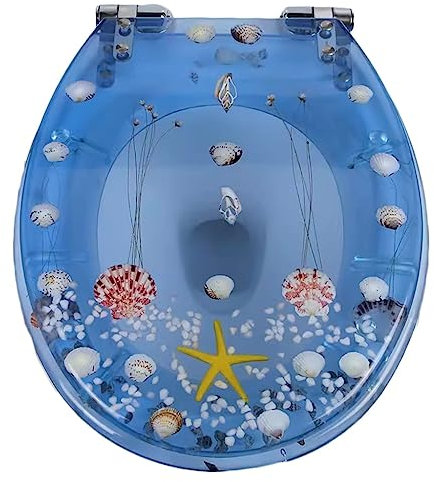 Toilet seat Colorful Toilet Seat Starfish and Sea Shells Pattern，Toilet Seat for Bathroom, Novelty Toilet Seat