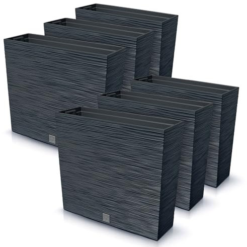 IMJ-Global Furu Case - Maceta rectangular de plástico, 58 x 18 x 49,8 cm, para interior exterior, negro, 44 litros, diseño moderno