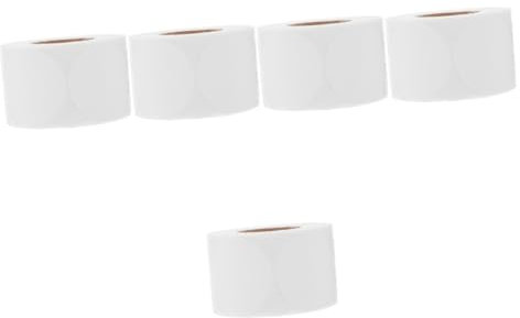 VILLCASE 5rollen Selbstklebende Thermoetiketten Weiße Runde Etiketten Für Versand Adressierung Und Beschriftung Für Büro Und Zuhause