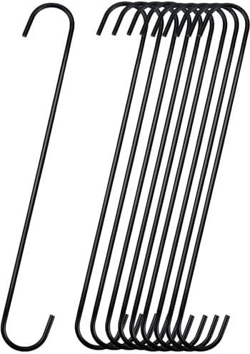 Criativo live 10 Pack Extra Large S Hooks,Heavy Duty Long S Hooks,X-Large Hooks for Hanging Garden Pergola Plant,Bird Feeder,Kitchen Pots and Pans, Garden Pergola,Closet, Workshop