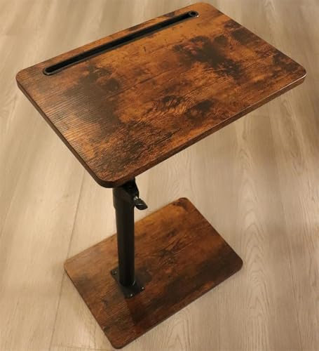 YUHFERA Couch Beistelltisch - 360° schwenkbarer höhenverstellbar Couchtisch/Holz Sofatisch,Sofa Armlehne Tablett Tisch,Snack Beistelltisch mit Telefon/Tablet Slot (Vintage Standard)