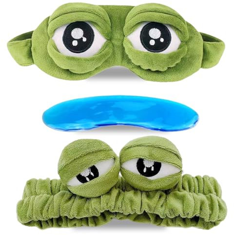 2 Stück Frosch Augenmaske, Travel Eye Mask, Schlafmaske für Kinder, Schlafmaske Augenbinde, 3D Flusen Frosch Schlafen Lustige Neuheit Augen Abdeckung Eyeshade Reise Maske