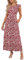 AUSELILY Women Summer Maxi Dress Ruffle Petal Short Sleeve Dresses with Pockets Casual Crew Neck Beach Long Dress Elegant Floral Red M