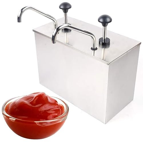 Stainless Steel Condiment Pump Station, Sauce Dispenser Pump, Stainless Steel Sauce Dispenser Pump, 2 X 4 L Hot Pot Pumper Sauce Boat Mustard Dispenser Sauce Dispenser for Restaurants,Snack Stations