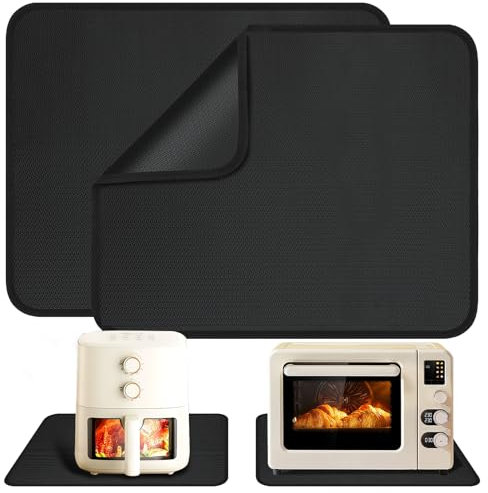 Gucass 2 Pezzi Tappetino resistente al calore per friggitrice ad aria, 45 × 38 cm Tappetino ignifugo silicone, protezione dal calore, antincendio, per piani di lavoro, antiscivolo e impermeabile