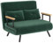 HOMCOM Sofá Cama de 2 Plazas Sofá Cama Plegable Tapizado en Terciopelo con Respaldo Ajustable de 5 Niveles y Almohadas Acolchadas para Oficina Dormitorio Salón 102x73x81 cm Verde