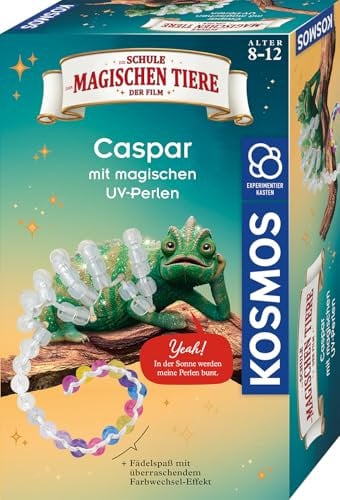 Kosmos Die Schule der magischen Tiere - Caspar mit magischen UV-Perlen, Bastel-Set aus UV-Perlen mit Farbwechsel-Effekt, Experimente zum Thema UV-Strahlung, Experimentierkasten für Kinder ab 8 Jahre