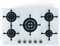 Klarstein Illuminosa 5 Placa de Gas, 5 Quemadores Sabaf, Cristal Templado, Encendido Eléctrico, Compatible con Gas Natural y GLP, Soportes de Hierro Fundido, 76×13×50 cm, Blanco