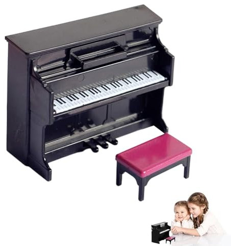 Miniaturpuppe Klavier mit Stuhl 1:12 Puppenhaus Miniatur Möbel Miniatur Klavier Schwarz Puppenhaus Maßstab Deko Accessoire Schwarz