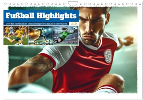 Fußball Highlights - Von der KI geschaffene Spielmomente (Wandkalender 2026 DIN A4 quer), CALVENDO Monatskalender: Ein Jahr voller unvergesslicher Fußballmomente. (CALVENDO Sport)