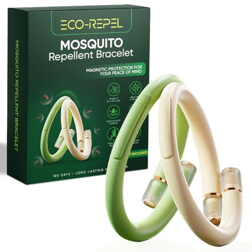 Mosquito Wristband - 2 Sticks Mosquito Repellent Bracelet 8 Refills Included, Insect Repellent Bracelet- Prevents Mosquitoes and Pests from Approaching (Beige)