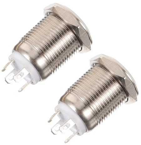 HOMSFOU 2pcs Illuminated Doorbell Button with LED Light Self-resetting Round Edge Wired Panel Mount Push Button for Easy Installation Compatible Replacement for Home Entrance Nighttime