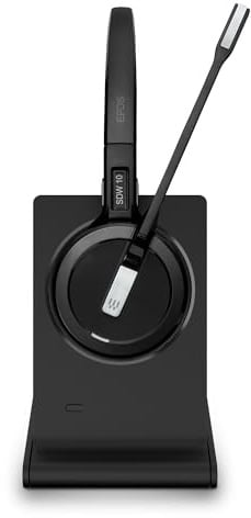 EPOS Impact 5000 Go MS 3-in-1 – Professionelles DECT Wireless Headset mit Geräuschunterdrückungs-Mikrofon, Microsoft Teams Zertifiziert, 135 m Reichweite, Faltbare Ladestation & USB-A Dongle