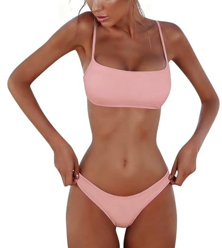 Svanco Costume Bikini Donna Brasiliana Due Pezzi Fascia Costumi Senza Segni Abbronzatura Costume Bagno Sexy Curvy per Mare e Piscina