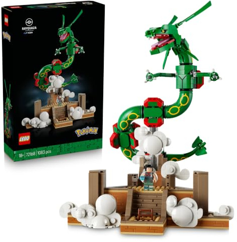 LEGO Pokémon Rayquaza 72168 | Bausatz für Erwachsene, Modellbausatz mit Drachenfigur, Trainerin Amalia Minifigur & Ultraball, Gaming Geschenk, 1083 Teile