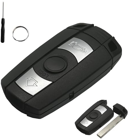 Car Key Fob Case Car Key Shell Case for BMW X1 X3 1 Series | for BMW 3 Series 5 Series 6 Series X5 X6 Z4, with Key Blade, with Screwdriver Key Ring