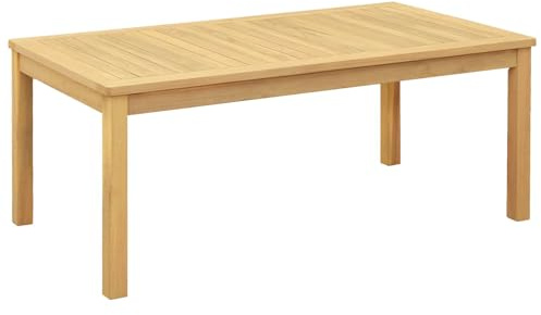 vidaXL Couchtisch Akazie hell 110x60x45cm Akazienholz massiv Garten Rückzugsort rustikaler Charme langlebige Zäune zeitlose Ausstattung beige Wege Blumen Sträucher und gemütliche Sitzgelegenheit Natur