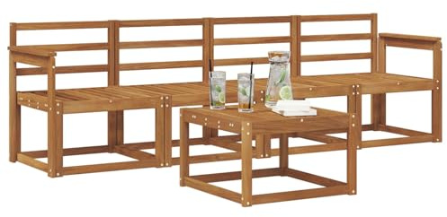 vidaXL Outdoor-Sofagarnitur 5 pcs Natur Massivholz Akazie, Garten-Sektionalsitz, Moderne Außenmöbel, langlebige Lounge, entspannte Terrasse für alle