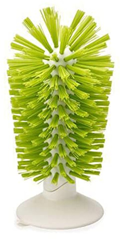 Hengkaising Brush-Up Glass Brush with Suction Cup Upright Stays in Sink Bristle Scrub Kitchen Bottle Cleaning Washing (Green)