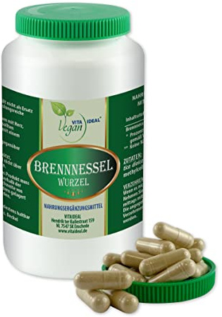VITA IDEAL Vegan® BRENNNESSEL - Wurzel 120 KAPSELN - Urtica dioica - Brennessel - Tagesportion 650mg BRENNNESSELWURZEL reines Pulver. Natürlich, pflanzlich & ohne Zusatzstoffe.