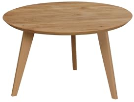 Samani Couchtisch rund, 70cm Echtholz, Massivholz, Wildeiche geölt, Durchmesser 70 cm