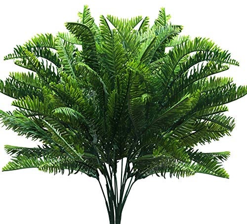 BELLE VOUS Fougere Artificielle (Lot de 6) - Plante Artificielle Interieur/Extérieur - Feuillage Artificiel pour Salon, Jardin, Décoration de Mariage, Bureau, Decoration Salle de Bain Zen