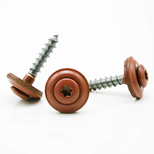 Spenglerschrauben braun A2 Edelstahl V2A 15mm Dichtung Torx 20 farbige Spenglerschraube - Kupferbraun - RAL 8004 (25, 4,5 x 80 mm)