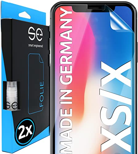 2x se® 3D SCHUTZFOLIE Transparent für Apple Iphone X/XS,Selbstheilend, 100% Fingerabdruck & FaceID kompatibel, einfache blasenfreie Installation, Ultra-Klar, Stoß-Kratzfest, aus Deutschland