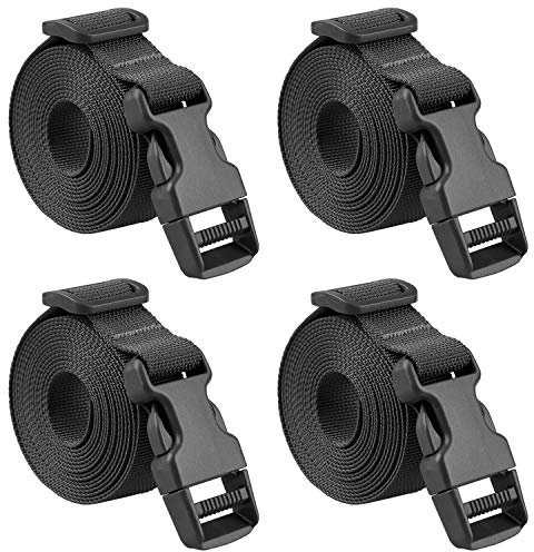 MAGARROW Gurtschnalle, Packgurte, verstellbar, 2,5 cm breit, 254 cm lang, Schwarz, 4 Stück