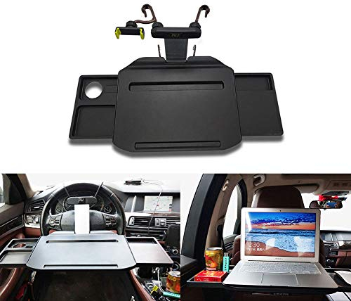 Auveach Steering Wheel Desk Car Laptop Mount Phone Holder Foldable Hidden Desk Universal Tablet Holder for Travel Dining Studying Black