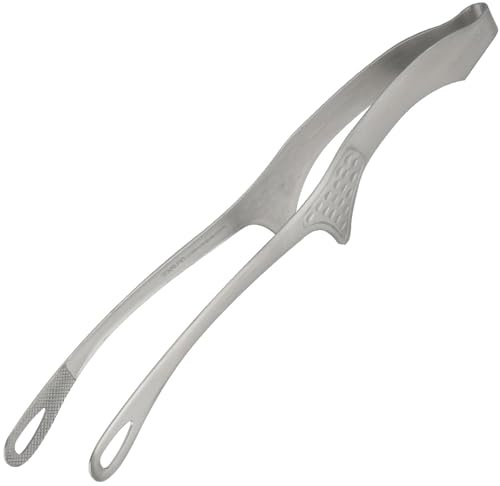 Shimomura Kihan 42497 Senbudo Stainless Steel Tongs Made in Japan for Kitchen Camping Serving Non-Slip Thin Yakiniku Pasta Made in Japan