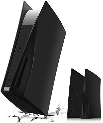 Frusde - Carcasa para PS5 para Consola PS5, antigolpes, diseño de Alette con Placa de Repuesto PS5, Cubierta antiarañazos, ABS PS5, Carcasa Plana para PS5, Consola Disc Edition, Color Negro Mate