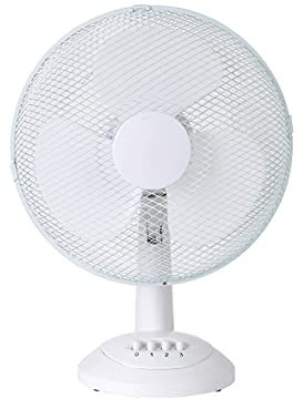 Tom Moritz Table Fan – Desktop Cooling Blower 12 - 3 Blades, 3 Speed Button Control, Protective Grill Cover - Adjustable Tilt and Airflow Angle, Sturdy Base - Home and Office Appliances