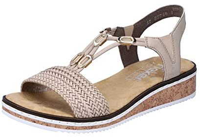 Rieker V3662, Sandale Femme, Beige, 42 EU