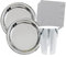 Isola Party Kit Festa di Compleanno Tinta Unita Color Argento per 16 Persone Eco-Friendly (16 Piatti ⌀ 23 cm, 16 Bicchieri 266 ml, 20 Tovaglioli 33x33 cm)