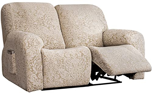 DZYP Sesselbezug 1 2 3 Sitzer Elastischer Sesselschoner Sofaüberwurf Jacquard Sofabezug Stretchhusse Für Relaxsessel Ruhesessel Bezüge Schonbezüge Sofa Abdeckung Antirutsch (Khaki,2 sitzer)