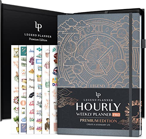 Legend Stundenplaner PRO Premium - Großer undatierter Terminplaner mit Zeitschlitzen - Personal & Work Organizer für die tägliche, wöchentliche & monatliche Planung - Zeitmanagementplaner - A4-Größe