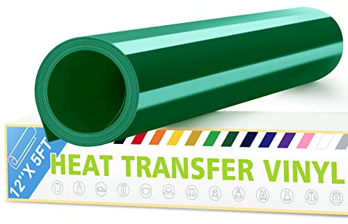 Artcut Heat Transfer Vinyl Roll, 12 x 5ft HTV Iron On Vinyl Bundles, Adhesive Permanent Vinyl, Printable Vinyl Wrap for Fabric T-Shirt, Clothes, Hats, Bags, Crafts (Green)