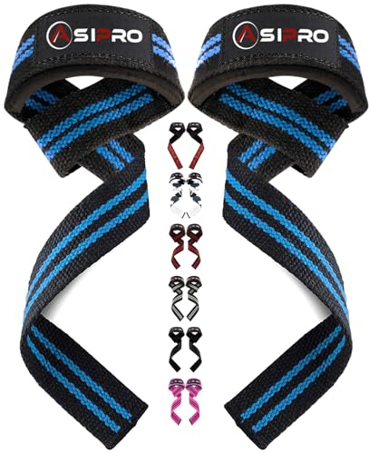 ASIPRO Zughilfen Krafttraining Frauen & Männer 60 cm Lifting Straps Gym 5MM Gepolstert Fitness Griffhilfen Kraftsport Wrist Straps Gym Kreuzheben Weightlifting Straps Zughilfe Gym, Handschlaufen Gym