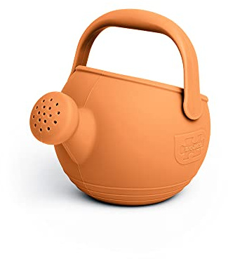Bigjigs Toys Apricot Orange 100% Silicone Childrens Watering Can - Temperature & Stain-Resistant Watering Can Kids, Easy Grip Handle, Sustainable Silicone Toys, Ideal Outdoor Toys & Beach Toys
