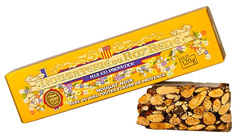 NOUGATERIE DU ROY RENÉ Epicerie Fine - Nougat Noir avec du miel toutes fleurs de Provence étui 120g.